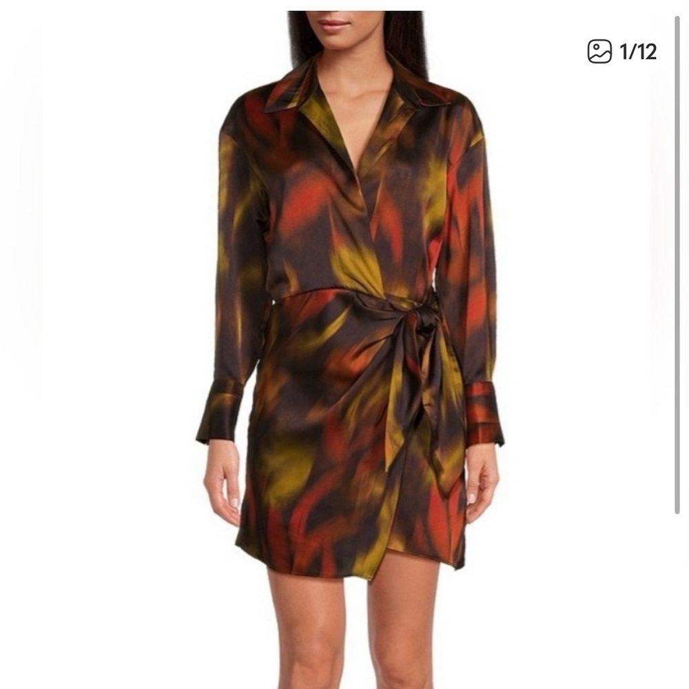 Gianni Bini Avery Multicolor Wrap Long Sleeve Dress